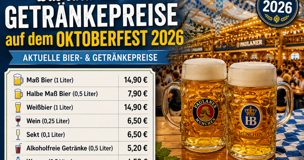 Das sind die Getränkepreise auf dem Oktoberfest 2026 - Oktoberfest.de